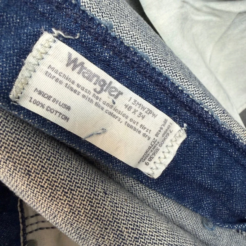 Vintage Wrangler Cowboy Cut 13MWZPW Mens Blue Denim Jeans 48x34 USA Made Indigo